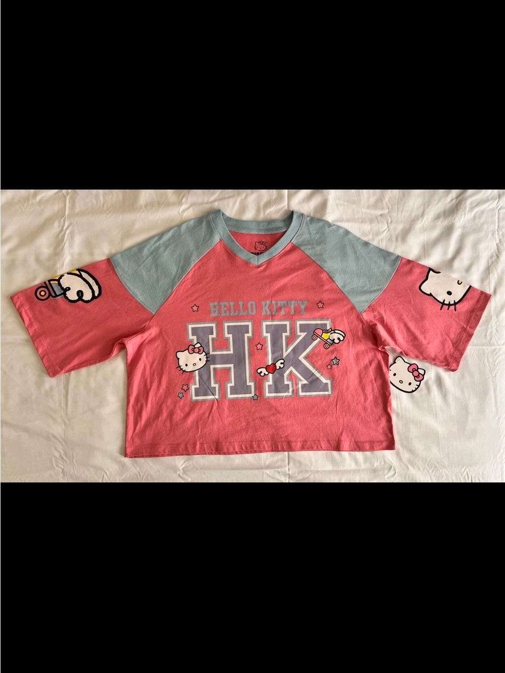 Hello Kitty Girls XL Pink Raglan T-Shirt Sanrio Graphic HK NWT